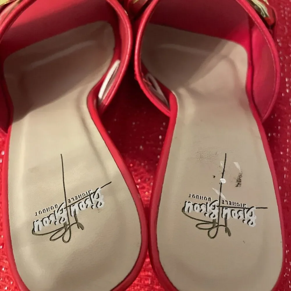 Bisou Bisou Michele Bohbot Red Mules 2.5